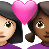 Закохана пара: жінка жінка дуже світлий тон шкіри темний тон шкіри для Apple iOS 18.4