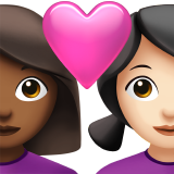 Закохана пара: жінка жінка темний тон шкіри дуже світлий тон шкіри для Apple iOS 18.4