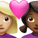 Влюбленная пара: женщина женщина светлый тон кожи темный тон кожи для Apple iOS 18.4