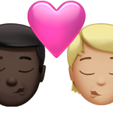 Поцілунок: чоловік, Людина, темний тон шкіри, середньо-світлий тон шкіри для Apple iOS 18.4