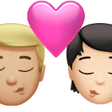 Поцілунок: чоловік, Людина, середньо-світлий тон шкіри, світлий тон шкіри для Apple iOS 18.4