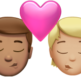 Поцелуй: Мужчина, Человек, Средний тон кожи, Средне-светлый тон кожи для Apple iOS 18.4