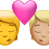 Поцілунок: людина, людина, Без тону шкіри, середньо-світлий тон шкіри для Apple iOS 18.4