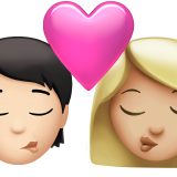 Поцілунок: людина, жінка, світлий тон шкіри, середньо-світлий тон шкіри для Apple iOS 18.4