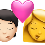 Поцелуй: Человек, Женщина, Светлый тон кожи, Без тона кожи для Apple iOS 18.4