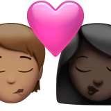 Поцілунок: людина, жінка, середній тон шкіри, темний тон шкіри для Apple iOS 18.4