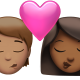 Поцілунок: людина, жінка, середній тон шкіри, середньо-темний тон шкіри для Apple iOS 18.4