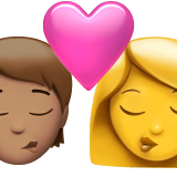 Поцілунок: людина, жінка, середній тон шкіри, без тону шкіри для Apple iOS 18.4