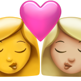 Поцілунок-жінка: без тону шкіри, жінка: середньо-світлий тон шкіри для Apple iOS 18.4