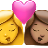Поцілунок-жінка: без тону шкіри, жінка: середній тон шкіри для Apple iOS 18.4