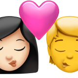 Поцілунок: жінка, людина, світлий тон шкіри, без тону шкіри для Apple iOS 18.4