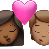 Поцілунок: жінка, людина, середньо-темний тон шкіри, середній тон шкіри для Apple iOS 18.4