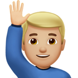 Чоловік з піднятою рукою: світлий тон шкіри для Apple iOS 18.4