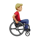 Мужчина в ручном инвалидном кресле смотрит вправо: средне-светлый тон кожи для Apple iOS 18.4