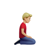 <p>Чоловік на колінах: відтінок шкіри середньо світлий, обличчям вправо</p> для Apple iOS 18.4