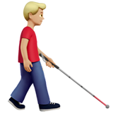 Мужчина с белой тростью смотрит вправо: средне-светлый тон кожи для Apple iOS 18.4