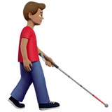 Мужчина с белой тростью смотрит вправо: средний тон кожи для Apple iOS 18.4