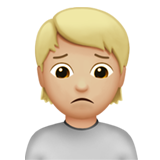 Нахмурившийся человек: светлый тон кожи для Apple iOS 18.4