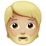 Бородатий чоловік: світлий тон шкіри для Apple iOS 18.4