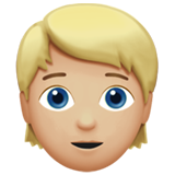 Человек со светлыми волосами: светлый тон кожи для Apple iOS 18.4