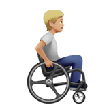 Людина в ручному інвалідному візку, дивиться вправо: середньо-світлий тон шкіри для Apple iOS 18.4
