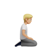<p>Людина на колінах: із світлою шкірою середнього світла, обличчям вправо</p> для Apple iOS 18.4