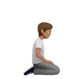 Человек стоит на коленях лицом вправо: средний тон кожи для Apple iOS 18.4