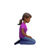 <p>Жінка, яка стоїть на колінах: середньо-темний тон шкіри, дивиться праворуч</p> для Apple iOS 18.4