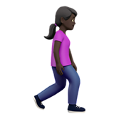 Женщина, идущая лицом вправо: темный оттенок кожи для Apple iOS 18.4