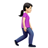 Жінка, що йде обличчям вправо: світлий тон шкіри для Apple iOS 18.4