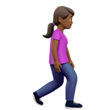 Женщина, идущая лицом вправо: средне-темный тон кожи для Apple iOS 18.4