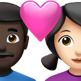 Couple avec coeur - Homme : peau foncée, femme : peau claire pour Apple iOS 26.4