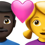 Casal com coração - Homem: Tom de pele escuro, Mulher: Sem tom de pele para Apple iOS 26.4