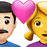 Casal com coração - Homem: Tom de pele claro, Mulher: Sem tom de pele para Apple iOS 26.4