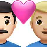 Cặp đôi với trái tim: đàn ông, đàn ông, màu da sáng, màu da sáng trung bình cho Apple iOS 26.4
