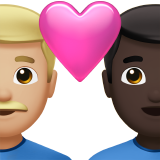 Pasangan dengan hati: pria, pria, warna kulit cerah-sedang, warna kulit gelap untuk Apple iOS 26.4