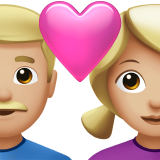 Casal com coração - Homem: Tom de pele médio-claro, Mulher: Tom de pele médio-claro para Apple iOS 26.4