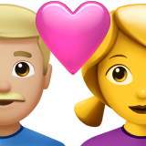 Casal com coração - Homem: Tom de pele médio-claro, Mulher: Sem tom de pele para Apple iOS 26.4