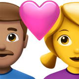 Casal com coração - Homem: Tom de pele médio, Mulher: Sem tom de pele para Apple iOS 26.4