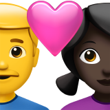 Couple With Heart - Man: No Skin Tone, Woman: Dark Skin Tone for Apple iOS 26.4