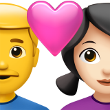 Couple With Heart - Man: No Skin Tone, Woman: Light Skin Tone için Apple iOS 26.4