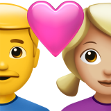 Couple avec cœur - Homme : sans teint, femme : teint moyen-clair pour Apple iOS 26.4