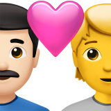 Casal com coração: homem, pessoa, tom de pele claro, sem tom de pele para Apple iOS 26.4
