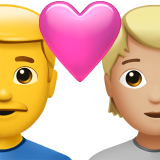 Pár se srdcem: muž, osoba, žádný tón pleti, středně světlý tón pleti pro Apple iOS 26.4