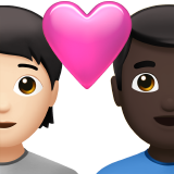 Casal com coração: Pessoa, Homem, Tom de pele claro, Tom de pele escuro para Apple iOS 26.4