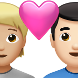 Casal com coração: Pessoa, Homem, Tom de pele médio-claro, Tom de pele claro para Apple iOS 26.4
