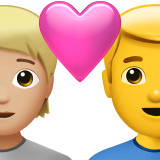 Pár se srdcem: Osoba, Muž, Středně světlý tón pleti, Žádný tón pleti pro Apple iOS 26.4