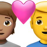<p>Paare mit Herz: Person, Mann, Hautfarbe mittel, keine Angabe zur Hautfarbe</p> für Apple iOS 26.4