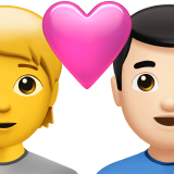 Casal com coração: Pessoa, Homem, Sem tom de pele, Tom de pele claro para Apple iOS 26.4