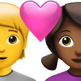 Casal com coração: Pessoa, Mulher, Sem tom de pele, Tom de pele médio-escuro para Apple iOS 26.4